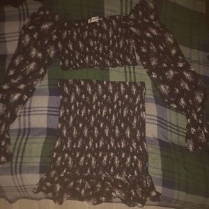 Almost Famous skirt set — skirt and long sleeve crop top — medium